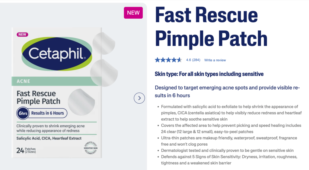 Cetaphil Fast Rescue Pimple Patch to target emerging acne